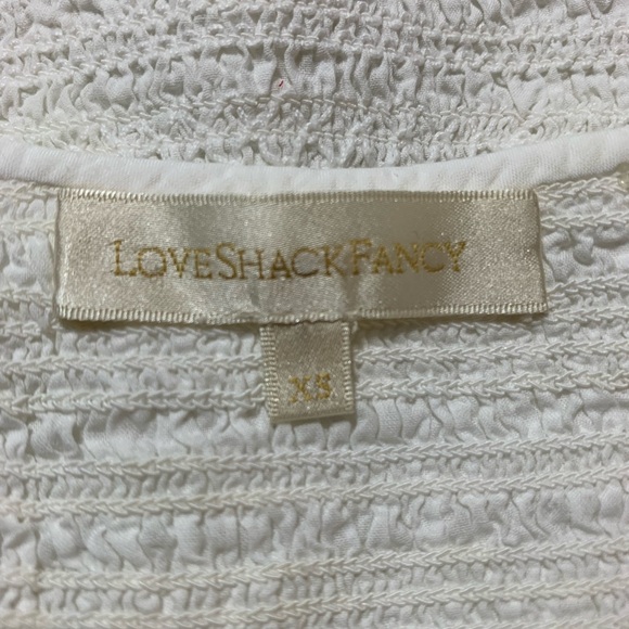 LoveShackFancy Molly cropped crochet-trim white 100% cotton top. Size XS - Picture 8 of 10